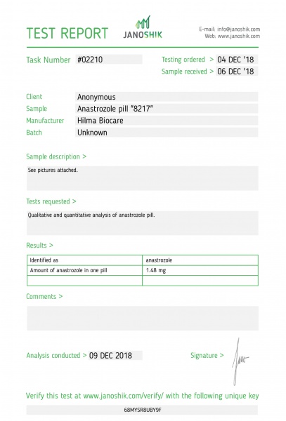 BUY ANASTROZOLE (ARIMIDEX) (1 MG/TAB. – 50 TABS) - Image 2