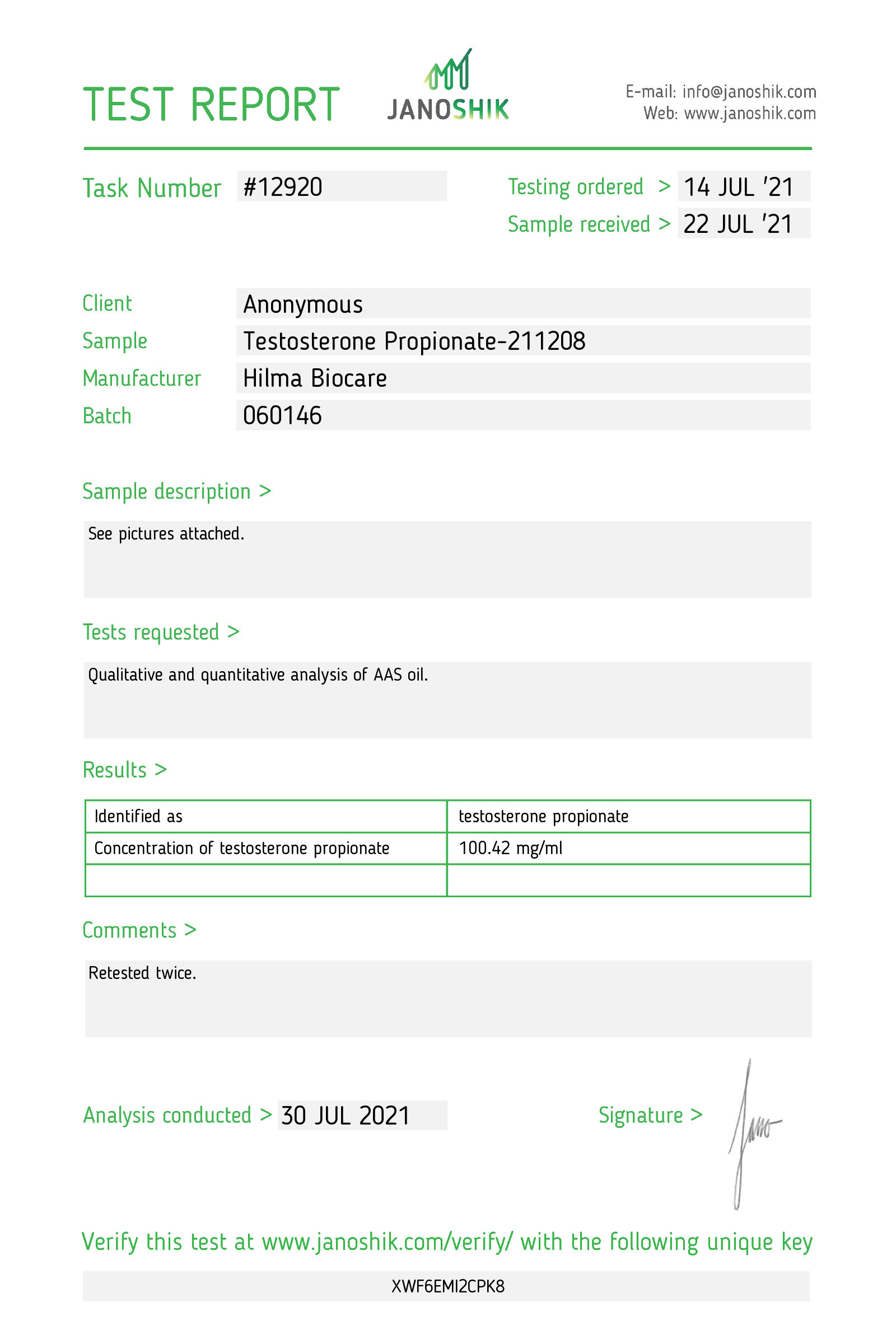 TESTOSTERONE PROPIONATE - Image 2
